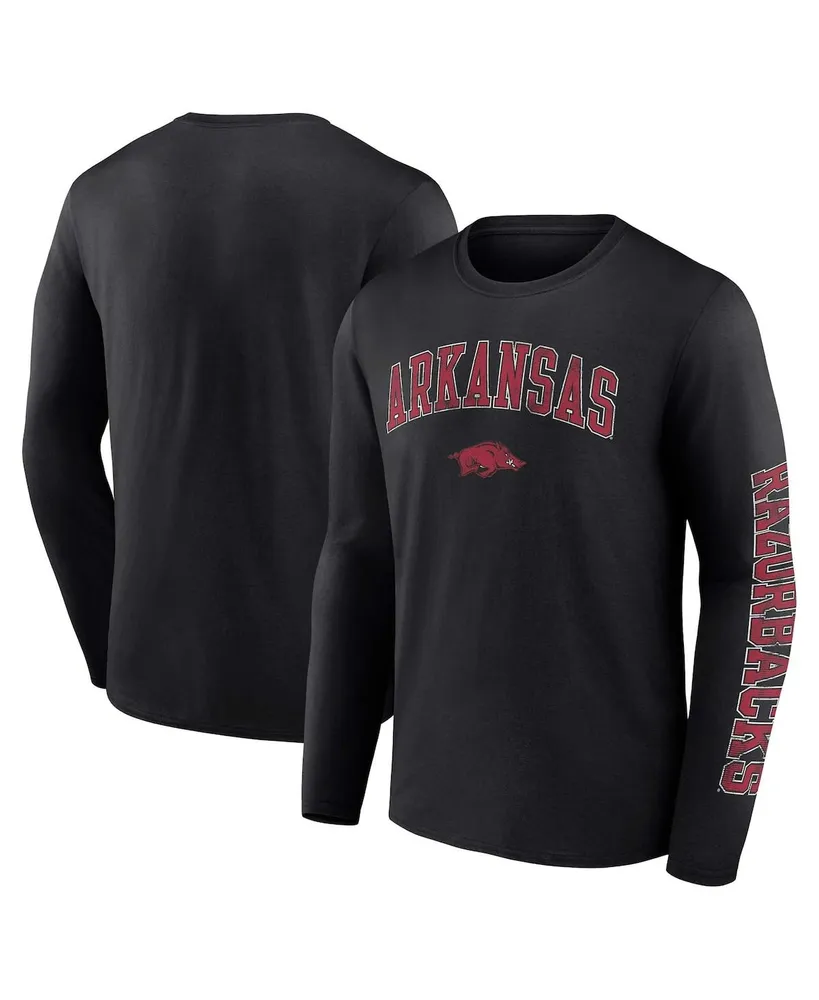 Men's Fanatics Black Arkansas Razorbacks Distressed Arch Over Logo Long Sleeve T-shirt