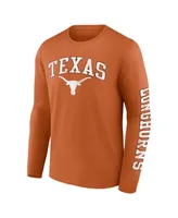 Men's Fanatics Texas Orange Texas Longhorns Distressed Arch Over Logo Long Sleeve T-shirt