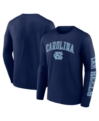 Men's Fanatics Navy North Carolina Tar Heels Distressed Arch Over Logo Long Sleeve T-shirt