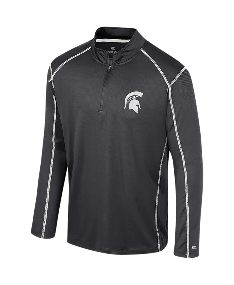 Men's Colosseum Black Michigan State Spartans Cameron Quarter-Zip Windshirt