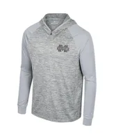 Men's Colosseum Gray Mississippi State Bulldogs Cybernetic Raglan Quarter-Zip Hooded Top