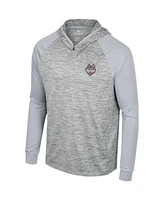 Men's Colosseum Gray UConn Huskies Cybernetic Raglan Quarter-Zip Hooded Top