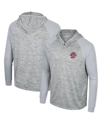 Men's Colosseum Gray Boston College Eagles Cybernetic Raglan Quarter-Zip Hooded Top