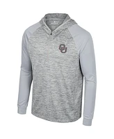 Men's Colosseum Gray Oklahoma Sooners Cybernetic Raglan Quarter-Zip Hooded Top