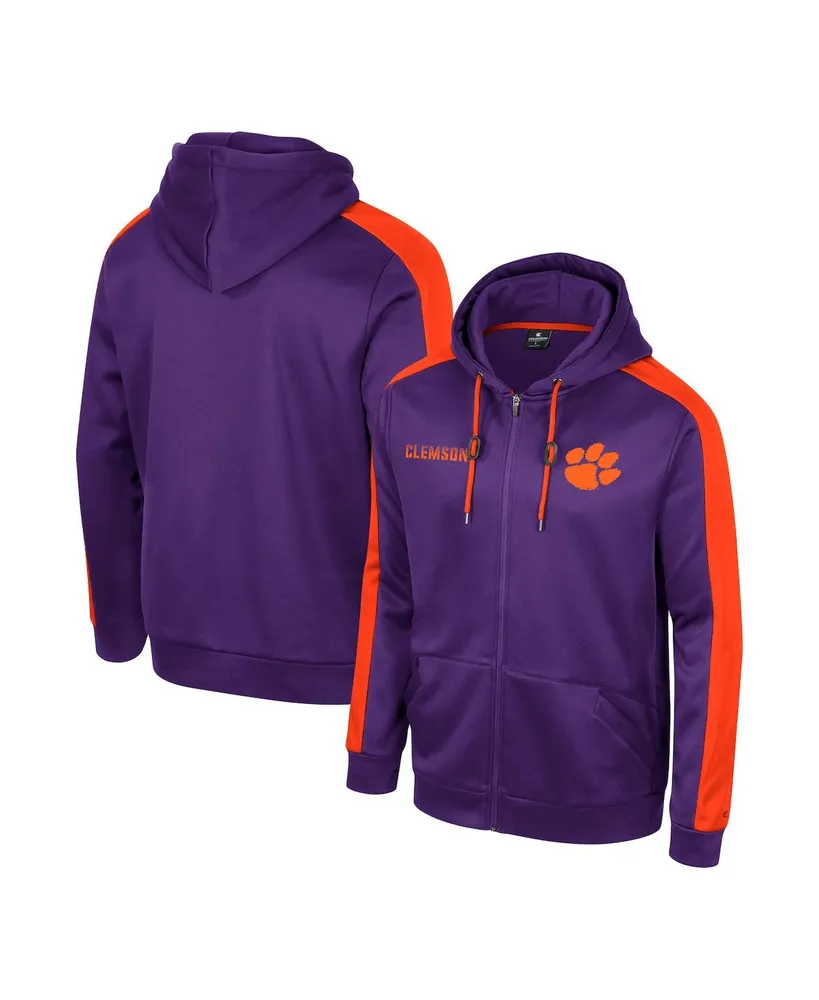 Men's Colosseum Purple Clemson Tigers Reese Full-Zip Hoodie