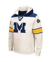 Men's Colosseum Cream Michigan Wolverines 2.0 Lace-Up Pullover Hoodie