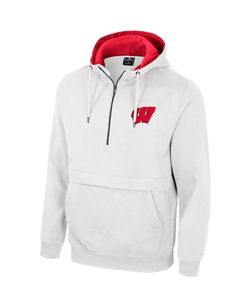 Men's Colosseum White Wisconsin Badgers Half-Zip Hoodie