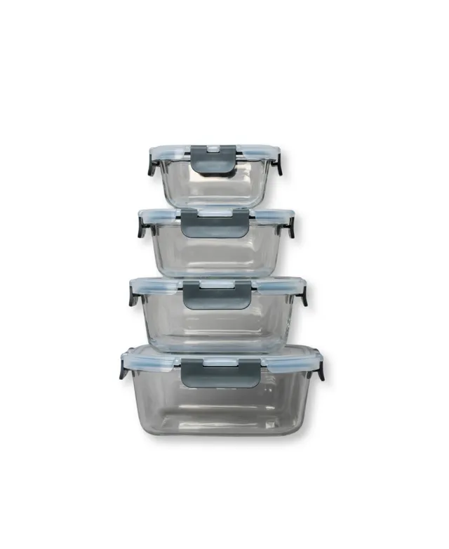 Genicook 8pc Rectangle Cool Lock Container with Steam Vent Set, Microwavable, Food Container