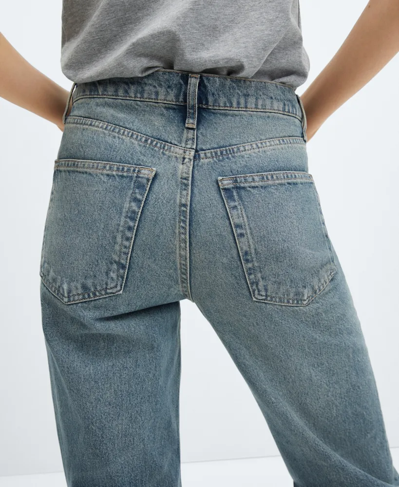 Mango Women's Mid-Rise Straight Jeans - Medium Vintage