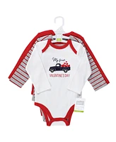 Hudson Baby Boys Cotton Long-Sleeve Bodysuits, Valentine Truck, 3-Pack