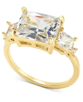 Charter Club Gold-Tone Rectangle Cubic Zirconia Multi-Stone Ring, Created for Macy's