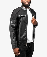 X-Ray Men's Shiny Polyurethane and Faux Suede Detailing with Shearling Lining Jacket