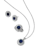 Effy Sapphire Diamond Baguette Halo Jewelry Collection In 14k White Gold