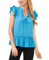 CeCe Women's Ruffle-Sleeve Peplum Top