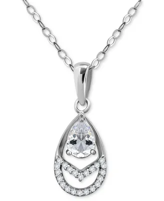 Giani Bernini Cubic Zirconia Pear Teardrop Pendant Necklace in Sterling Silver, 16" + 2" extender, Created for Macy's