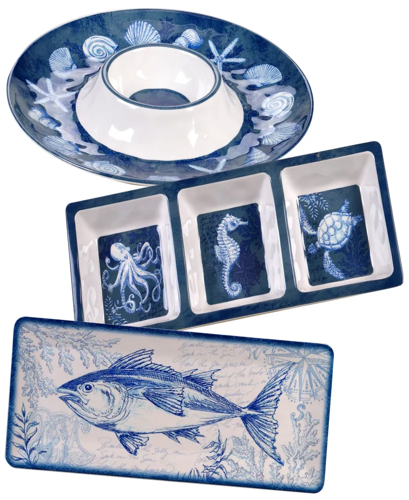 Certified International Oceanic Melamine 3-Pc. Hostess Set