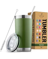 Zulay Kitchen 20oz Stainless Steel Tumbler With Lid and Straw - Sweat-Free Travel Coffee Mug Cups