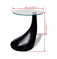Coffee Table with Round Glass Top High Gloss