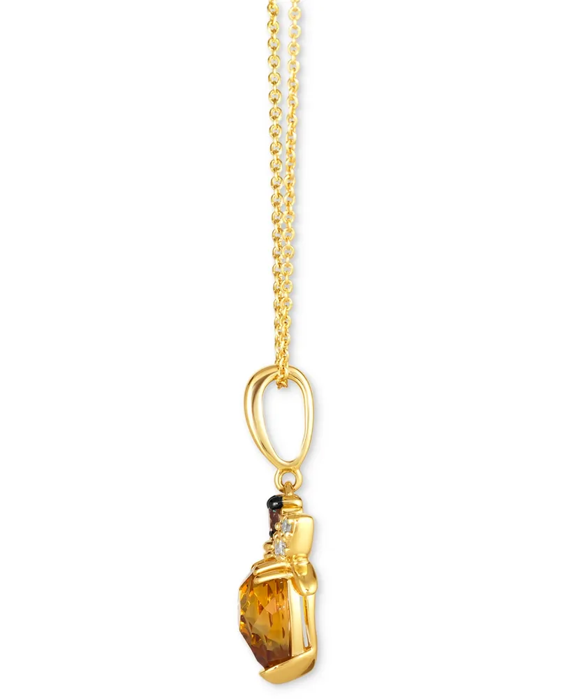 Le Vian Chocolatier Cinnamon Citrine (1 ct. t.w.) & Diamond (1/6 ct. t.w.) Bee Adjustable 20" Pendant Necklace in 14k Gold