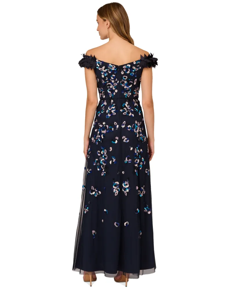 Adrianna Papell Women's Beaded Off-The-Shoulder Ball Gown
