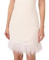 Adrianna Papell Women's Lace Feather-Trim Sheath Dress