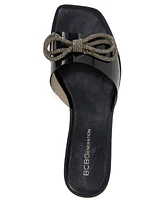 BCBGeneration Women's Laffi Rhinestone Bow Slide Sandals