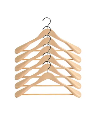 WeThinkStorage Pack of 6 Wood Hangers with Wide Shoulder