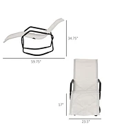 Outsunny Garden Rocking Sun Lounger, Outdoor Zero-Gravity Folding Reclining Rocker Lounge Chair for Sunbathing
