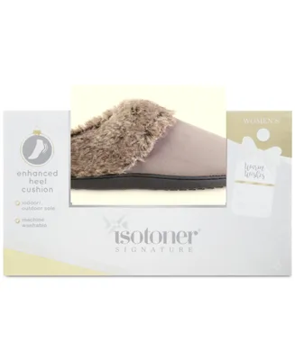 Isotoner Signature Women's Fleece-Trim Velour Hoodback Boxed Slippers