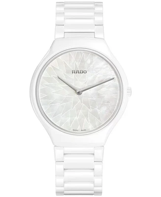 Rado Unisex Swiss Automatic True Round Thinline x Great Gardens of the World White Ceramic Bracelet Watch 40mm - Limited Edition