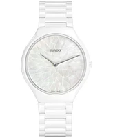 Rado Unisex Swiss Automatic True Round Thinline x Great Gardens of the World White Ceramic Bracelet Watch 40mm - Limited Edition