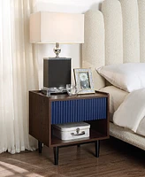 Manhattan Comfort Duane 2-Piece Medium Density Fibreboard Ribbed End Table and Coffee Table Set