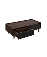 Manhattan Comfort Duane 47.24" Medium Density Fibreboard Ribbed 1-Drawer Coffee Table