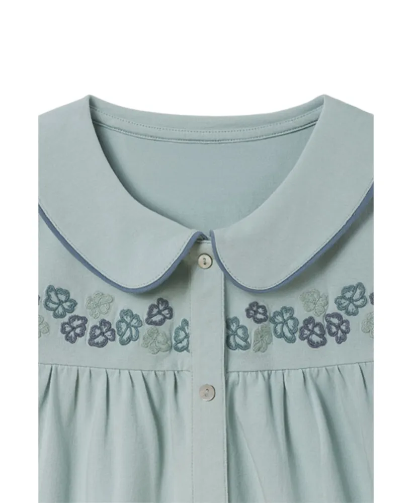 Collier Dress in Ether with Embroidery