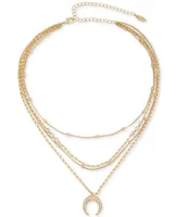 Ettika Layered Chain Crescent Horn Women's Necklace