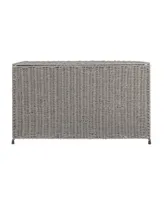 Household Essentials Woven Paper Rope Storage Chest with Hinged Lid and Integrated Handles