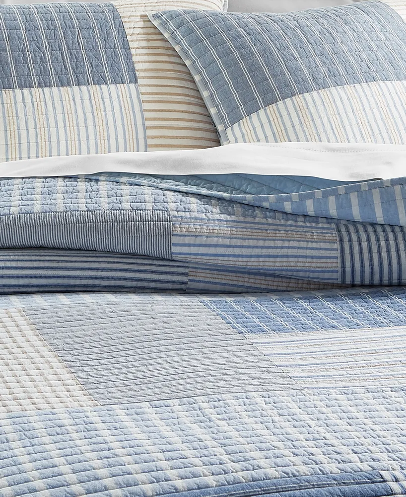 Charter Club Seaside Stripe Patchwork Cotton Quilt, Full/Queen, Created for Macy's