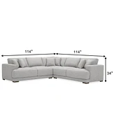 Vasher 114" 3-Pc. Fabric Sectional Sofa, Created for Macy's