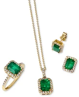 Effy Emerald (1-3/8 ct. t.w.) and Diamond (1/4 Ring 14k Gold, Created for Macy's