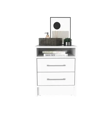 Depot E-Shop Leyva Nightstand, Two Drawers, Superior Top