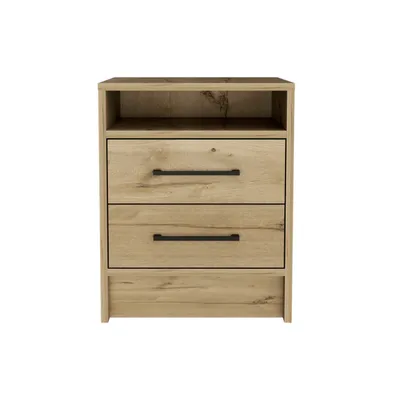 Depot E-Shop Leyva Nightstand, Two Drawers, Superior Top