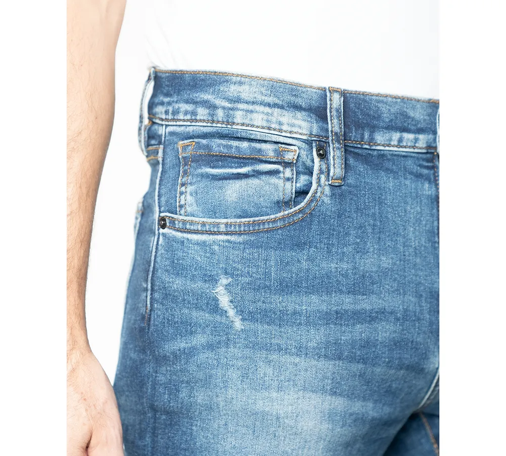 Lazer Men's Straight-Fit Stretch Destroyed Jeans