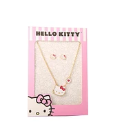 Hello Kitty Necklace and Stud Earrings Jewelry Set - 18+3"