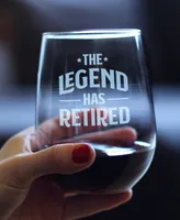 Bevvee The Legend Has Retired Retirement Gifts Stem Less Wine Glass, 17 oz