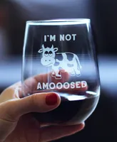 Bevvee I'm not Amooosed Funny Cow Gifts Stem Less Wine Glass, 17 oz