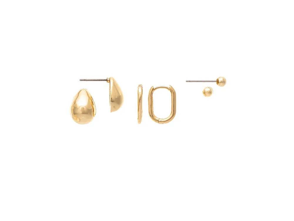 Set Of 3 Rhinestone Pearl Bow Earrings