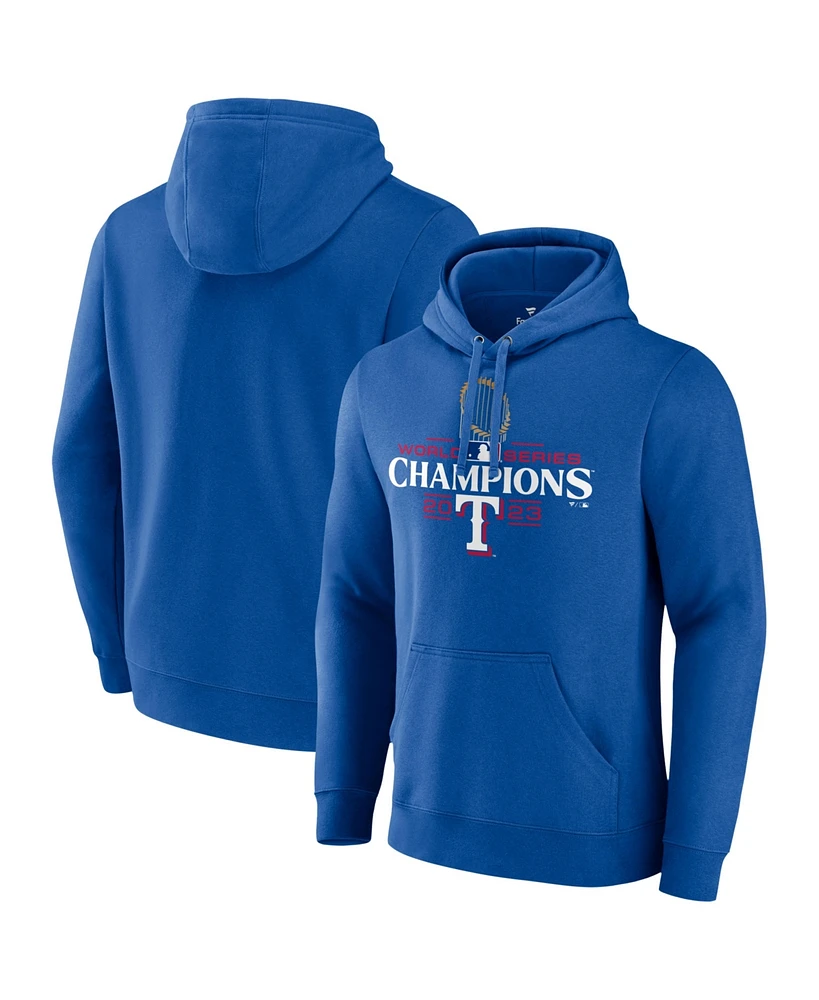 Men's Fanatics Royal Texas Rangers 2023 World Series Champions Logo Pullover Sweatshirt