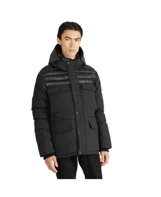 Mikkel Mixed Media Parka Coat with Detachable Inner Hood