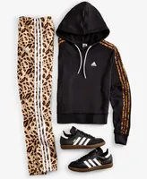 adidas Women's Essentials 3-Stripe Animal-Print Cropped Hoodie