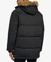 Tommy Hilfiger Men's Long Quilted Parka with Removable Faux-Fur Trim